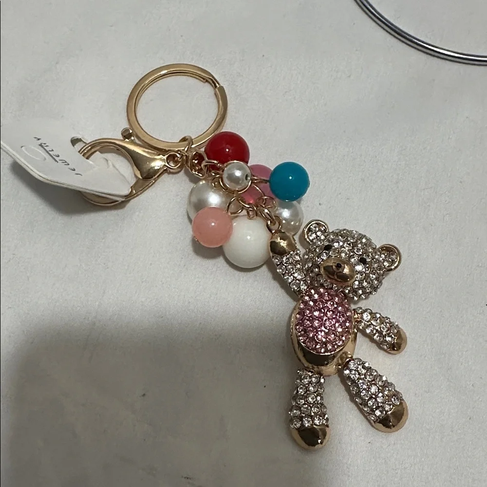 Colorful Teddy Bear Keychain NWT